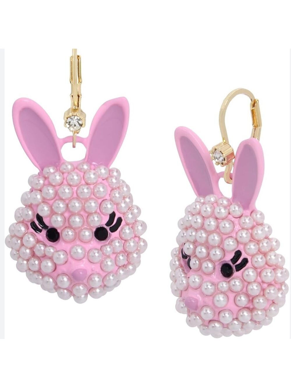 Betsey Johnson Pink Easter Bunny Drop Earrings New